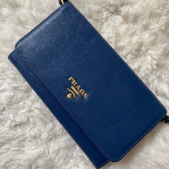 Prada Vitello Move Wallet on Strap in Bluette - Picture 3 of 6